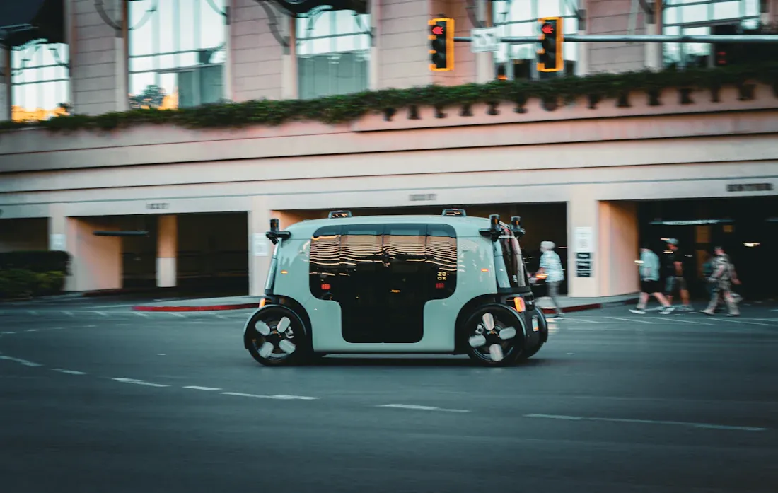 Driverless robotaxi on a city street